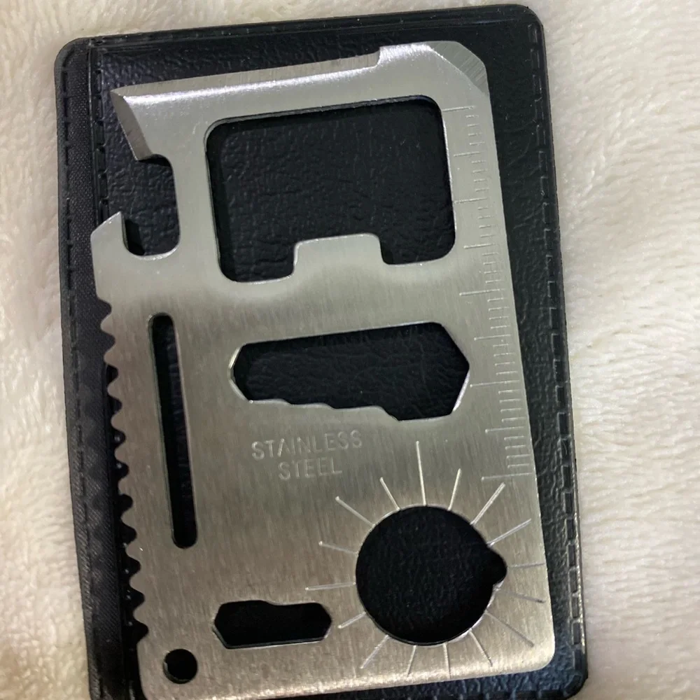 Stainless Steel Multipurpose Pocket Survival Tool Credit Card Size, Outdoor,Camp